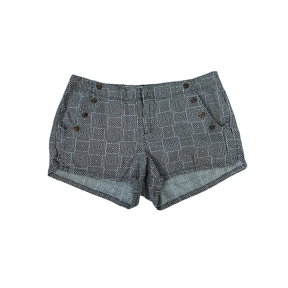 Jolt Women Geometric Sailor Shorts Black White Linen Blend Size 7 T42956QRW